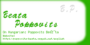 beata poppovits business card